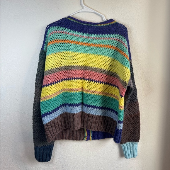 *NEW* HANDMADE Crocheted Colorblock Cardigan - Picture 9 of 9